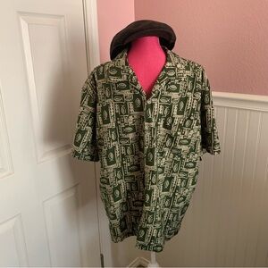 Sideout Men’s XL Khaki and Tan Button Down Hawaiian Shirt